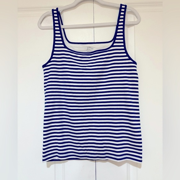 J.Crew perfect fit shelf-bra tank in stripe for women NWOT - Picture 4 of 7
